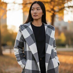 Maurices Black and White Plaid Blazer
